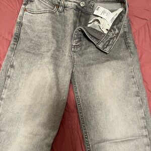 PAIGE Light Gray Straight Skinny Jeans